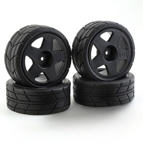 1/10 RC Racing Rally Tires 12mm Hex Wheels Rims and Rubber On Road Tyres for 1/10 RC On-Road Car HPI KYOSHO Tamiya XV01 XV02 TA06 TT01 TT02 PTG2 144001 A959 RC Rally Drift Car 4PCS(Black B) - color: Black B