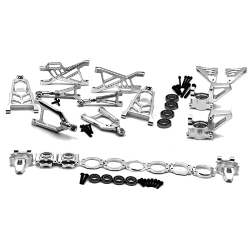 RC Suspension Arm For HPI For Rofun For Rovan For KM For Baja 5B 5T 5SC 1/5 Front Rear Wheel Hub Carrier Upper Lower Suspension Arm Set Rc Car Parts(Silver) - color: Silver