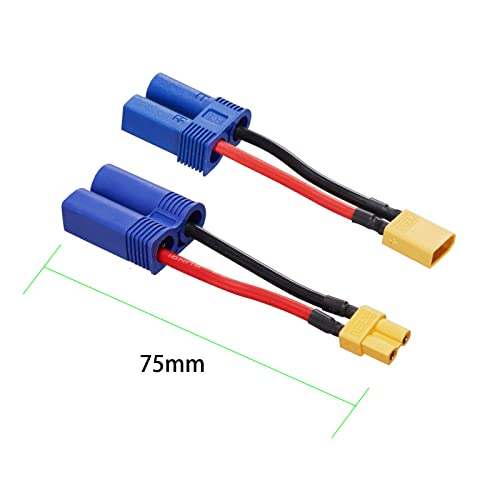 XT30 to EC5 Adapter ec5 to xt60 16AWG Connector (4 Pack) | for RC FPV Drone Car Lipo Battery Charger ESC - size: XT30-EC5