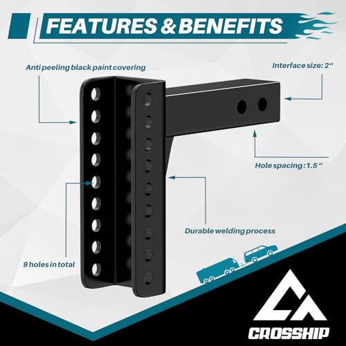 Replacement Shank for Adjustable Trailer Hitch Ball Mount - Fits 2'' Receiver, 6 Inch Drop/Rise Drop, DIY Your Adjustable Shank Tube with 99001、99002、99003、99004、99005 - color: 2'' Receiver 6'' Drop Hitch
