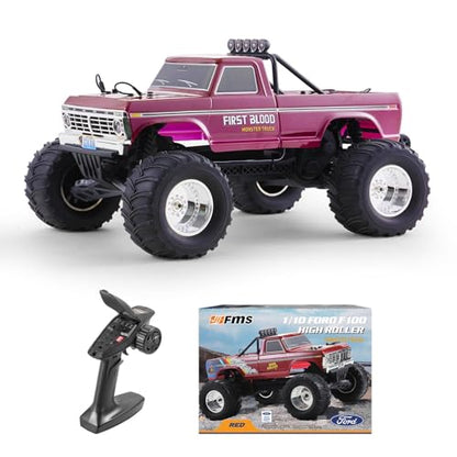 FMS 1/10 Ford F-100 RC Monster Truck, RS Without Battery, Hobby Grade RC Crawler 2WD Off-Road Truck for Adults (First Blood) - style: First Blood