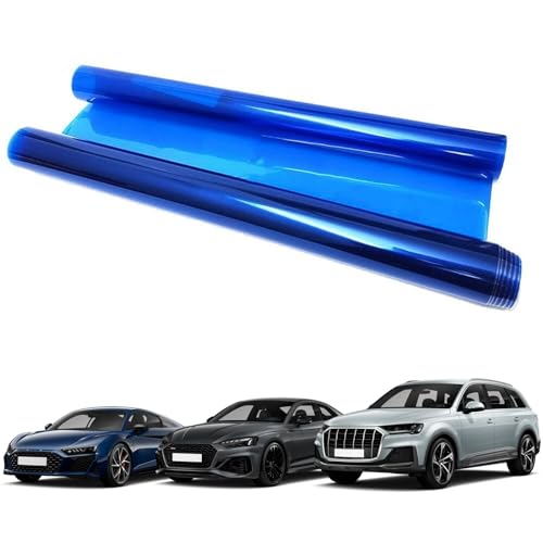 Tint Film for Taillight Headlight Fog Light, 12×48 Inches Vinyl Self-Adhesive Car Tail Light Tape, Brake Light Headlight Cover Protection Film Color Shiny Chameleon Sticker (Dark Blue) - color: Blue