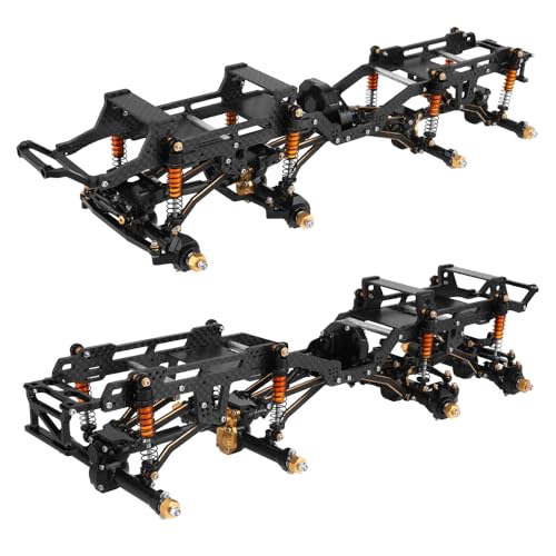 LCG 6x6 8×8 Carbon Fiber Chassis Frame with Metal Axles for 1/24 RC Crawler Car Axial SCX24 Refit Kit (8x8 blackl) - color: 8x8 Blackl