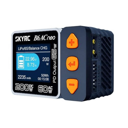 SKYRC B6ACneo Smart Charger Lipo Battery Charger, DC 200W AC 60W | PD Output 65W Battery Balance Charger Discharger for 1-6S LiPo/LiFe/Li-ion/LiHV, 1-15S NiMH/NiCd, 3S/6S Pb Battery