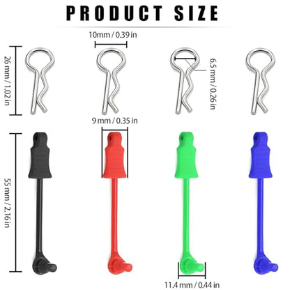 10Pcs RC Body Clips W/Pull Tabs R Pins Universal Shell Replacement Parts for 1/7 1/8 TRAXXAS ARRMA Axial Losi Redcat HPI Exceed Rc Car Crawler Truck Buggy Drone (Black) - size: Black