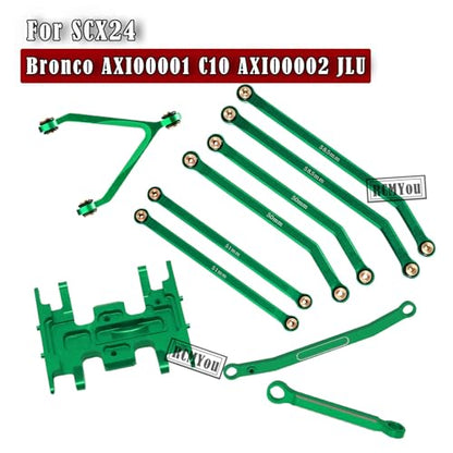 RC Upgrades Part High Clearance Chassis Links & Skid Plate & Steering Rod Tie Links for 1/24 SCX24 Bronco AXI00001 C10 AXI00002 JLU 1/24 RC Crawler（Green）