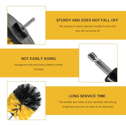 6PCS Drill Brush Attachment Set, 1/4in Power Scrubber Cleaning Brushes with Extended Rod, All Purpose Drill Activated Brushes Cleaning Kit for Car Detailing Carpet Floor Tub