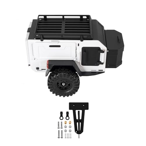 INJORA Off-Road Camping Trailer for 1/18 1/24 RC Crawlers TRX4M SCX24 Upgrade(White) - color: White