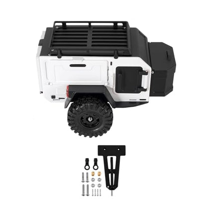 INJORA Off-Road Camping Trailer for 1/18 1/24 RC Crawlers TRX4M SCX24 Upgrade(White) - color: White