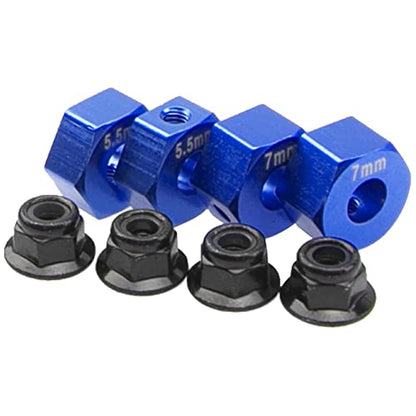 ShareGoo Aluminum 12mm Hex Wheel Hubs Hex Adapter & Flanged Lock Nuts Compatible with Traxxas 2WD Slash Rustler Stampede 1/10 RC Car (Dark Blue) - color: Dark Blue