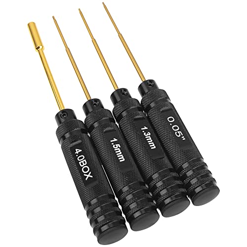 H0.05'' 1.3mm 1.5mm 4.0mm(Box) Handle Allen Hex Screwdrivers Screw Driver Tool Ki Repair Compatible with Axial 1/24 SCX24 1/18 RC Car Drone Boat