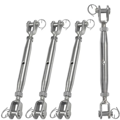 4PCS M5 Jaw and Jaw Turnbuckles for Cables Wire Rope Tension | Made of 304 Stainless Steel, Corrosion Resistant & Easy to Use,88lbs Rated,Industrial Shade Sail Rigging - size: 4PCS-M5-UU