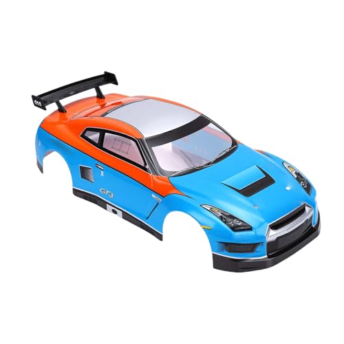 1/10 Scale RC Car Body Shell, Clear Polycarbonate 1.0mm Body with Rear Wing for 26cm Wheelbase Touring Cars (Blue Orange) - color: Blue Orange
