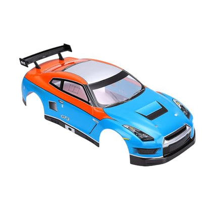 1/10 Scale RC Car Body Shell, Clear Polycarbonate 1.0mm Body with Rear Wing for 26cm Wheelbase Touring Cars (Blue Orange) - color: Blue Orange