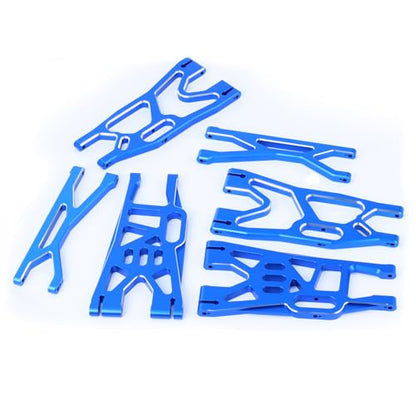 Aluminum Front Upper Lower Swing Arm Set & Rear Lower Suspension Arm for RC 1/5 X-Maxx (Blue) - color: Blue