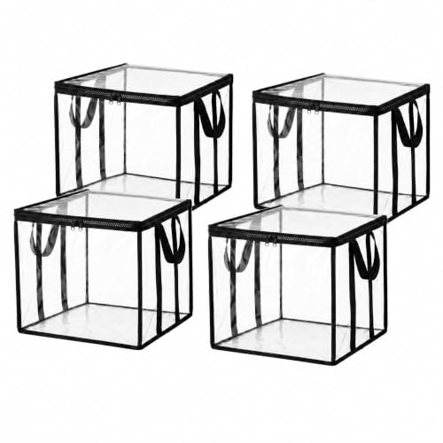 4-Pack Clear Storage Bag 11.8", Small PVC Soft Organizer with Double Handles & Zipper, Waterproof Mini Tote for Toys, Shoes, Makeup, Craft Supplies - size: Small