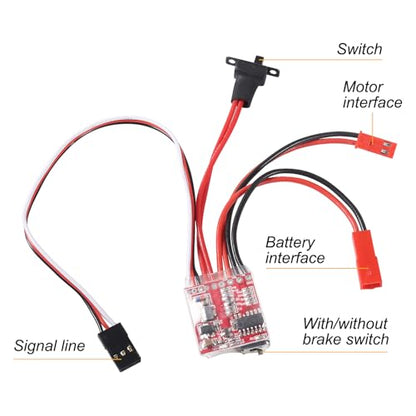 3PCS RC 20A Brushed ESC Motor Mini Speed Controller 2KHz Forward Reverse Brush Brake RC 2S for RC Car Boat Tank - color: 3PCS