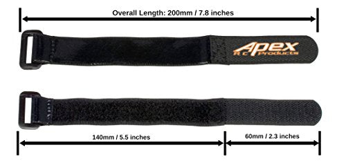 5 Pack 20mm x 200mm HD Rubberized Battery Straps Non-Slip 3030