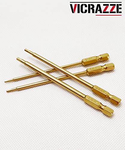 RC Hex Bit Set 1.5, 2.0, 2.5 & 3.0mm for Screwdrivers Electric Screwgun | S2 Steel,Hex Head Allen Wrench Drill,1/4" Shank,RC Repair Working Tools,Titanium Coating
