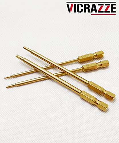 RC Hex Bit Set 1.5, 2.0, 2.5 & 3.0mm for Screwdrivers Electric Screwgun | S2 Steel,Hex Head Allen Wrench Drill,1/4" Shank,RC Repair Working Tools,Titanium Coating