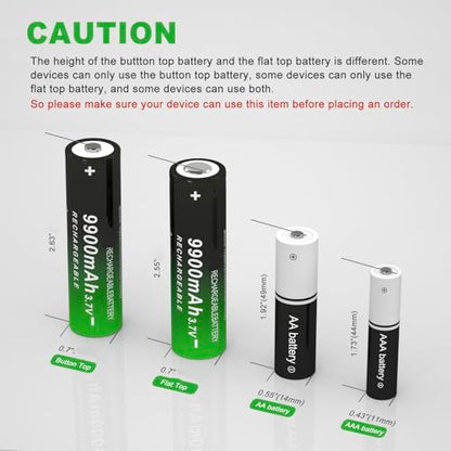 Battery for 4 Pack 9900 mAh Battery Ni-MH Rechargeable, Button Top NiMH Batteries, High Capacity Battery for LED Flashlights, Mini Fans, Toys, Remote Control, Electronic Devices, RC Car, Doorbell