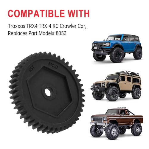 Hobbypark 45T M0.8 Steel Metal Spur Gear for Traxxas TRX4 TRX-4 RC Crawler Car Spare Parts,Compatible with 32-Pitch,Replace 8053