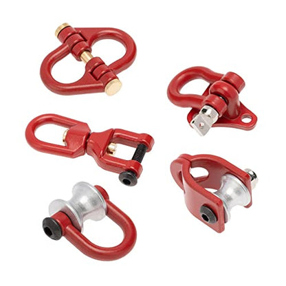 1/10 RC Car Crawler Trailer Towing Shackles - Metal Hooks for SCX10 TRX4 D90 - Upgrade Parts for Rock Climbing Cars - 5Pcs Set Included - Red - color: Red