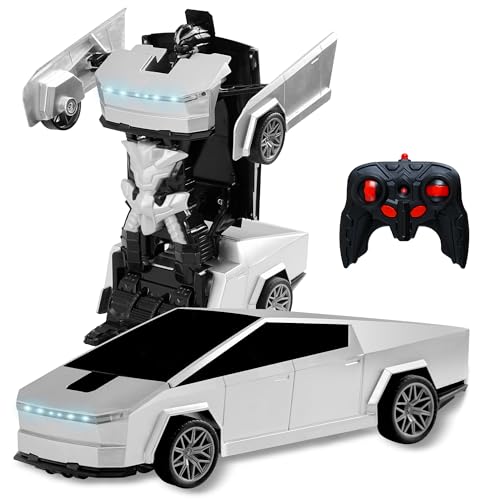 Remote Control Car Cyber-Inspired Transformer Toys Cars | 2.4Ghz One-Button Deformation 360° Rotation Drift Rc Car Robot Rc Truck Toys for 4 5 6 7 8+ Years Old Boy Toys - color: Silver
