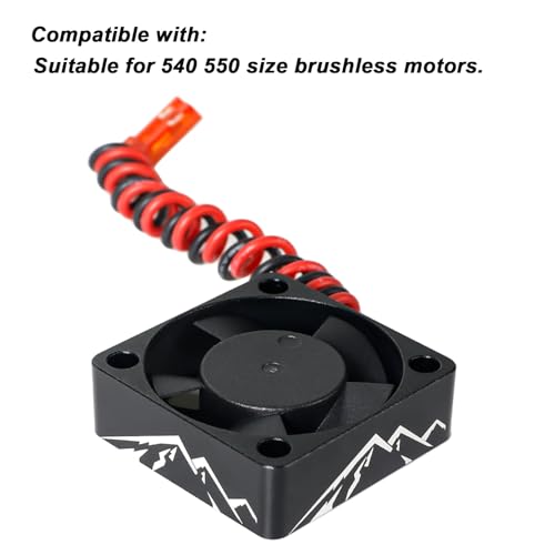 Aluminum Alloy RC Motor Cooling Fan 30x30mm Heatsink 28000RPM ESC Cooling Fan for 1/8 1/10 1/12 RC Car 540 550 Brushless Motor (Black)