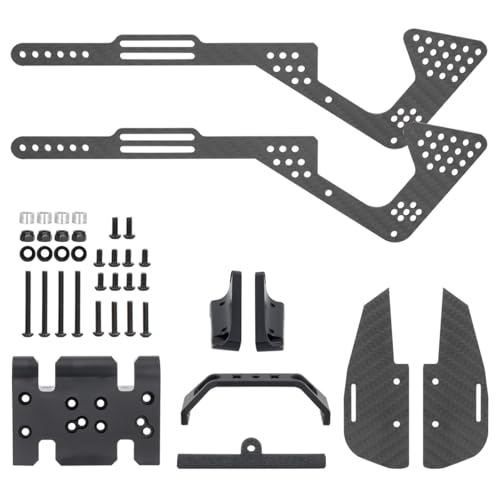 High Clearance Carbon Fiber LCG Chassis Kit with Transmission Shocks Absorbers for 1/10 RC Crawler Cheater Rigs SCX10 II (Chassis Kit)