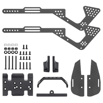High Clearance Carbon Fiber LCG Chassis Kit with Transmission Shocks Absorbers for 1/10 RC Crawler Cheater Rigs SCX10 II (Chassis Kit)
