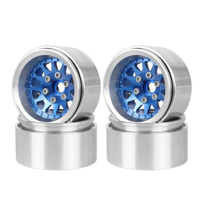 4PCS 1.9" Beadlock Wheel Rims Offset-10mm Aluminum Alloy Metal Wheel Hub for 1/10 RC Rock Crawler Car for Axial SCX10 TRX4 TRX6 D90 D110 Upgrade Accessories(12Holes-Blue) - color: 12holes-blue