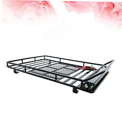 Car Roof Luggage Bracket with Light for Crawler Storage Rack for Simulation Accessories Strong Fixation Black Cargo Holder for Vehicle Roof Use - size: 24.80X14.10X2.30CM