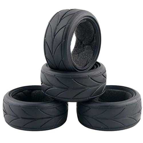 1/10 RC Rally Racing Touring Tires OD 65mm Soft Rubber On Road Tyres For 1:10 Street Car Tamiya TT01 TT02 XV01 TA06 A959 PTG2 HPI KYOSHO HSP PTG2 Traxxas RC Drift Wheels 4PCS
