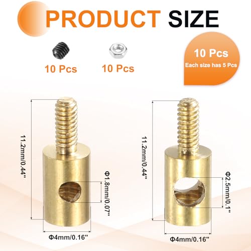 MECCANIXITY Linkage Stoppers Connecting Servo Arm, Push Rod with Nut and Screw for RC Airplane, D4x1.8mm D4x2.5mm 10 Pcs - size: D4x1.8mm; D4x2.5mm