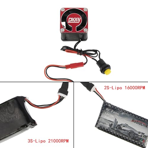 DKKY Sledge 1/8 RC Car 4028 Motor Cooling Fan Heatsink with 21000 RPM for Traxxas Sledge 1/8 Scale 4WD Monster Trcuck (Red)