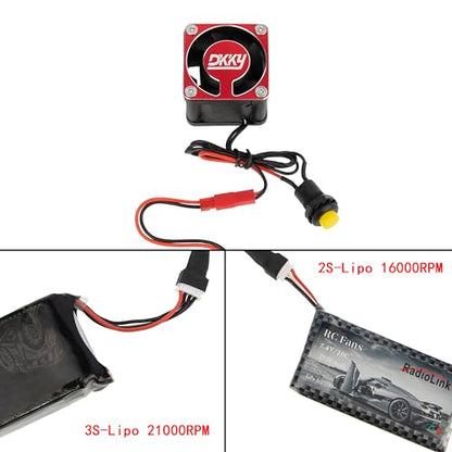 DKKY Sledge 1/8 RC Car 4028 Motor Cooling Fan Heatsink with 21000 RPM for Traxxas Sledge 1/8 Scale 4WD Monster Trcuck (Red)