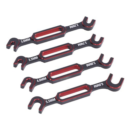4PCS RC Wrench, Premium Aluminum Alloy Turnbuckle Nut Ball Joint Remover Tool with 3.0 3.2 .5 .7 4.0 5.0 6.0mm Sizes, for RC Car Boat Drone Crawler Truck DIY (Red) - color: Red