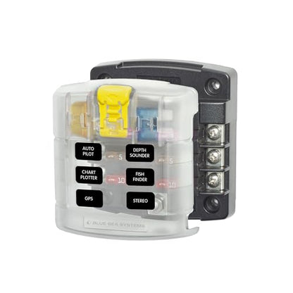 Blue Sea Systems ST Blade Fuse Block 6 Circuit with Cover, 100 Amps, 5028 - color: With cover, style: 6 Circuit