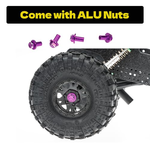 Hex Wheel hubs Extension kit +5mm for SCX24 AX24, Brass Extended Hex Hub Wheel Spacers, Upgrades Parts for SCX24 Bronco Deadbolt JLU C10 AX24, 1/24 RC Crawler Car Upgrades Accessories（Purple） - color: Purple