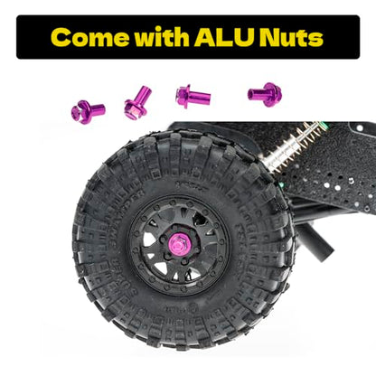 Hex Wheel hubs Extension kit +5mm for SCX24 AX24, Brass Extended Hex Hub Wheel Spacers, Upgrades Parts for SCX24 Bronco Deadbolt JLU C10 AX24, 1/24 RC Crawler Car Upgrades Accessories（Purple） - color: Purple