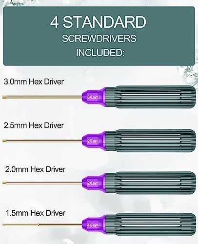 OGRC Hex Screw Driver Set 1.5mm 2.0mm 2.5mm 3.0mm Hex Driver Hexagon Allen Screwdriver Wrench RC Tool Kit for 1/16 1/12 1/10 1/8 1/5 RC Model RC Helicopter Drone Boat Car - style: 1.5/2.0/2.5/3.0mm Hex