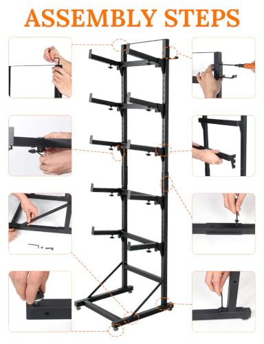 RC Car Display Stand 5-Tier Adjustable Shelf for 1/8 1/10 1/12 1/18 1/24 Scale Models – Compatible with TRX4, SCX10, TRX4M, Ascent-18, FCX18, SCX24 Crawler Trucks with Side Hooks for Remotes & Tools