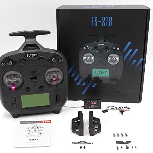 Flysky FS-ST8 2.4GHz 8-10CH 3.0 Radio RC Transmitter Controller FS-SR8 Receiver for RC Drone Quadcopter Car Boat Robot (FS-ST8 Upgraded Version) - style: FS-ST8 Upgraded Version