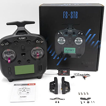 Flysky FS-ST8 2.4GHz 8-10CH 3.0 Radio RC Transmitter Controller FS-SR8 Receiver for RC Drone Quadcopter Car Boat Robot (FS-ST8 Upgraded Version) - style: FS-ST8 Upgraded Version