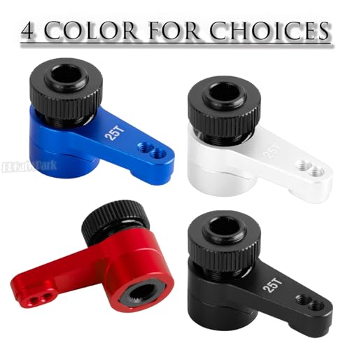 Aluminum 25T Unloading Steering Servo Horn Servo Arm Upgrades Part for 1/10 RBX10 SCX10 90046 Capra 1.9 UTB L0 S1 1/8 LMT Solid AXLE 4WD Monster Truck LOS04022 RC Car,Red - color: Red - (25t Servo Arm)