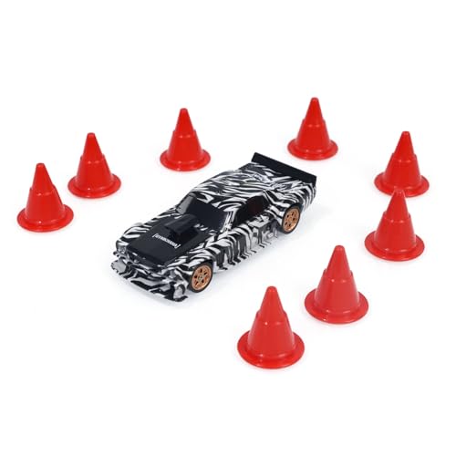 TOUCAN RC HOBBY 1:43 Ready to Run Race Car Gyro Drift Car 4WD Traffic Cones Mini Toy for Men(White Black) - color: White Black