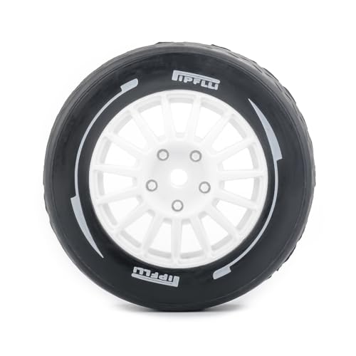 4PCS 1/10 RC Rally Tires & Rims, 58x22mm 12mm Hex Wheel Set, Fits for MJX 14303 14304 1/14 Scale On-Road Car W310 (White) - color: White