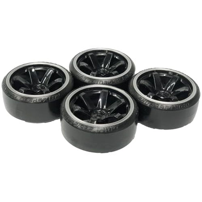 4Pcs 63mm RC Drift Car Tires Hard Tyres Plastic Wheel Rims for 1/10 On-Road Drifting Car for HSP Tamiya HPI Kyosho Spare Parts(Black/Silver) - color: Black/Silver
