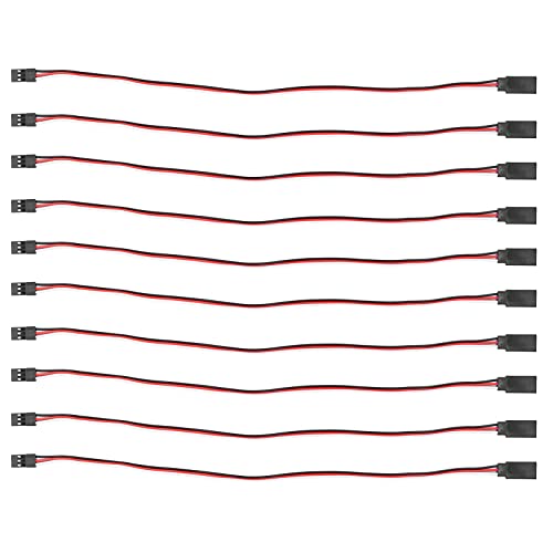 10PCS 3 Pin Servo Extension Cable Futaba JR RC Car Helicopter Aircraft Brass Core Connector Wire (300mm Male to Female) - size: 300mm male to female